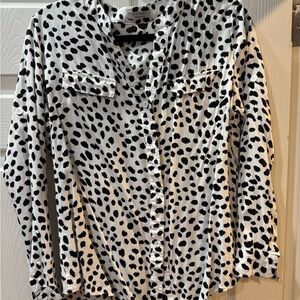 Women's Black and White Polka Dot Top